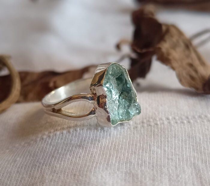 Raw Aquamarine Ring, In 925 Sterling Silver Handmade Natural Gemstone Jewelry, Raw Aquamarine Engagement Ring,  Gift For Her Gift For Women - Image 1
