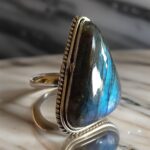 Labradorite Triangle Ring: 925 Sterling Silver Unique Geometry, Mystical Beauty