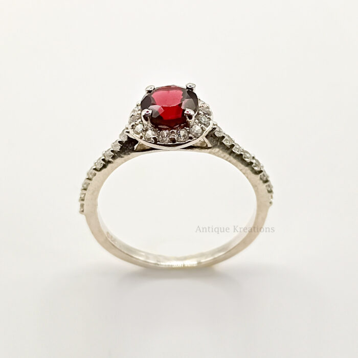 Garnet Round Solitaire Ring | Red Gemstone Engagement Ring Women | Garnet Gemstone Ring | Anniversary Gift | Gift For Her | Engagement Ring - Image 1