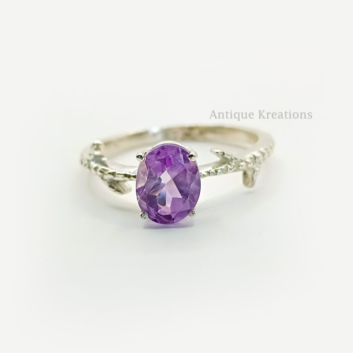Amethyst Ring, 925 Sterling Silver, Engagement Ring, Wedding Ring For Her, Gemstone Ring, Anniversary Ring, Gift For Her, Gift for Mom' - Image 1