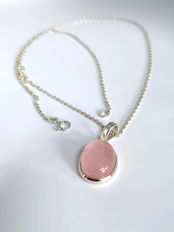 Rose Quartz Pendant, 925 Sterling Silver Pendant, Rose Quartz Necklace, Love Stone Pendant, Gift For Her, Gift For Mom, Anniversary Gift - Image 1