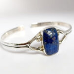 Lapis Lazuli Bracelet, Artistic Blue Lapis Bracelet, 925 Solid Silver Bracelet, Large Lapis Bracelet, Unisex Bracelet, Gift For Her