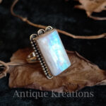 Large Moonstone Ring, 925 Sterling Silver Ring, Rainbow Moonstone Ring, June Birthstone Ring, Anniversary Gift, Unisex Ring, Gift For Her