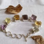 Multi Stone Bracelet, 925 Solid Sterling Silver Bracelet, Multi Gemstone Bracelet Handmade Jewelry, Cut Gemstone Bracelet, Gifts For Her