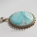 Large Larimar Pendant, 925 Sterling Silver Pendant, Larimar Gemstone Pendant, long pendant, gift for her, pendant for women, Black Friday