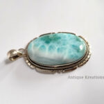 Large Larimar Pendant, 925 Sterling Silver Pendant, Larimar Gemstone Pendant, long pendant, gift for her, pendant for women, Black Friday