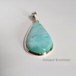 Large Larimar Pendant, 925 Sterling Silver Pendant, Larimar Gemstone Pendant, long pendant, gift for her, pendant for women, Black Friday