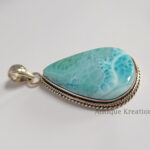 Large Larimar Pendant, 925 Sterling Silver Pendant, Larimar Gemstone Pendant, long pendant, gift for her, pendant for women, Black Friday