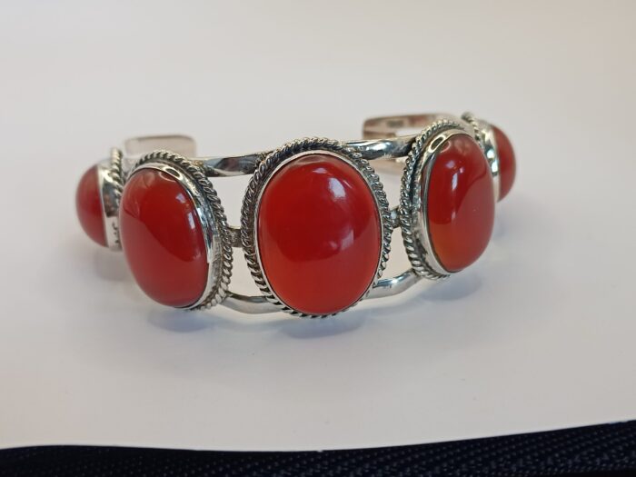 Carnelian Bracelet, Red Gemstone Bracelet, 925 Solid Silver Bracelet, Silver Bracelet With Large Gemstone, Unisex Bracelet, Gift For Her - Image 2