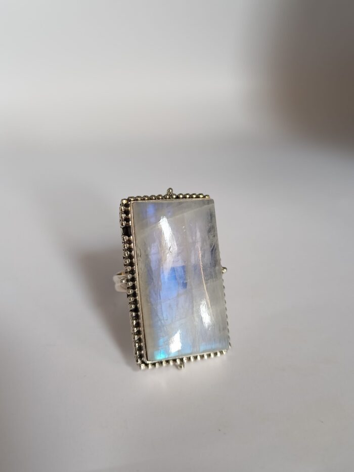 Large Moonstone Ring, 925 Sterling Silver Ring, Rainbow Moonstone Ring, June Birthstone Ring, Anniversary Gift, Unisex Ring, Gift For Her - Image 4