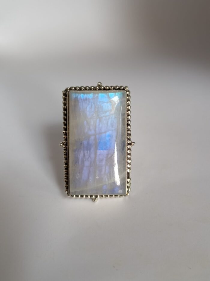 Large Moonstone Ring, 925 Sterling Silver Ring, Rainbow Moonstone Ring, June Birthstone Ring, Anniversary Gift, Unisex Ring, Gift For Her - Image 3