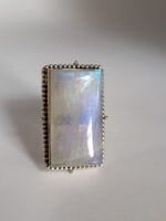 Large Moonstone Ring, 925 Sterling Silver Ring, Rainbow Moonstone Ring, June Birthstone Ring, Anniversary Gift, Unisex Ring, Gift For Her