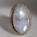 925 Large Moonstone Ring in Sterling Silver, Big Rainbow Moonstone Ring, June Birthstone Ring, Gift For Her, Gift For Him, Unisex Ring
