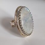 925 Large Moonstone Ring in Sterling Silver, Big Rainbow Moonstone Ring, June Birthstone Ring, Gift For Her, Gift For Him, Unisex Ring