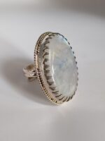 925 Large Moonstone Ring in Sterling Silver, Big Rainbow Moonstone Ring, June Birthstone Ring, Gift For Her, Gift For Him, Unisex Ring