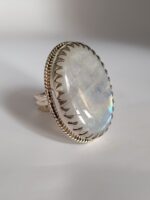 925 Large Moonstone Ring in Sterling Silver, Big Rainbow Moonstone Ring, June Birthstone Ring, Gift For Her, Gift For Him, Unisex Ring - Image 3