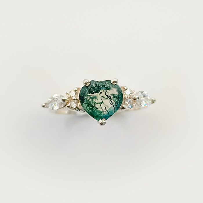 Green Moss Agate Ring, 925 Sterling Ring, Engagement Ring, Minimal Ring, Gift For Her, Gift For Mom, Moss Agate Ring, simple vintage ring - Image 5