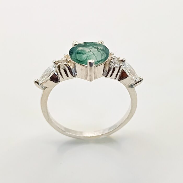 Green Moss Agate Ring, 925 Sterling Ring, Engagement Ring, Minimal Ring, Gift For Her, Gift For Mom, Moss Agate Ring, simple vintage ring - Image 2