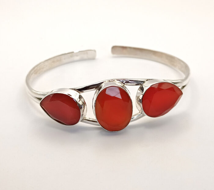 Carnelian Bracelet, Red Gemstone Bracelet, 925 Solid Silver Bracelet, Silver Bracelet With Large Gemstone, Unisex Bracelet, Gift For Her - Image 8