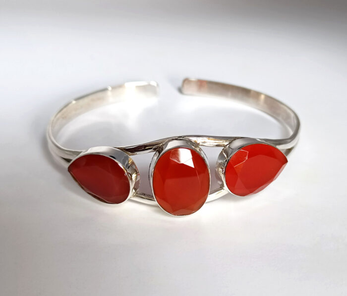 Carnelian Bracelet, Red Gemstone Bracelet, 925 Solid Silver Bracelet, Silver Bracelet With Large Gemstone, Unisex Bracelet, Gift For Her - Image 6