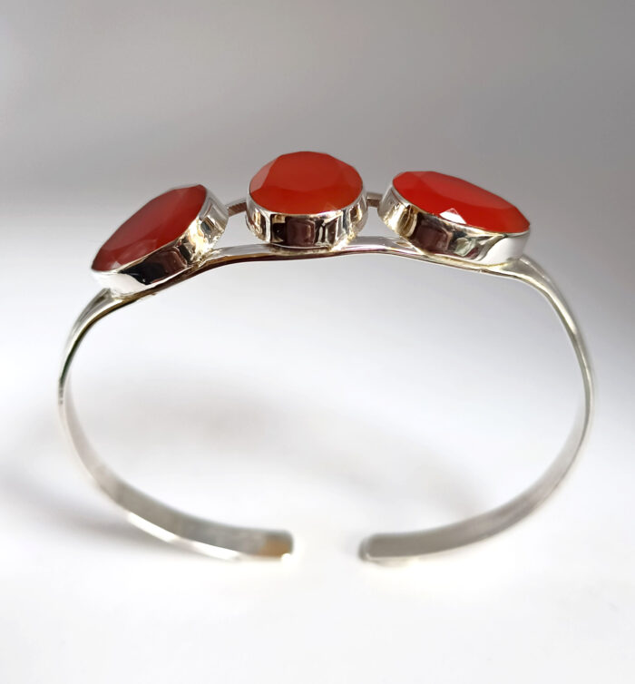 Carnelian Bracelet, Red Gemstone Bracelet, 925 Solid Silver Bracelet, Silver Bracelet With Large Gemstone, Unisex Bracelet, Gift For Her - Image 4