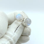 Rainbow Moonstone Stud Earrings in 925 Sterling Silver Minimalist Moonstone Earrings Studs for Women Gift For Her