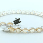 Elegant 925 Sterling Silver Tennis Bracelet, with Natural Citrine Gemstones, natural citrine Bracelet, Citrine Tennis Bracelet Gift for Her