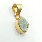 Raw Aquamarine Stone Pendant in Gold-Plated Setting – Natural Crystal Pendant for March Birthstone, Handmade Jewelry, Healing Energy Gift for Women."