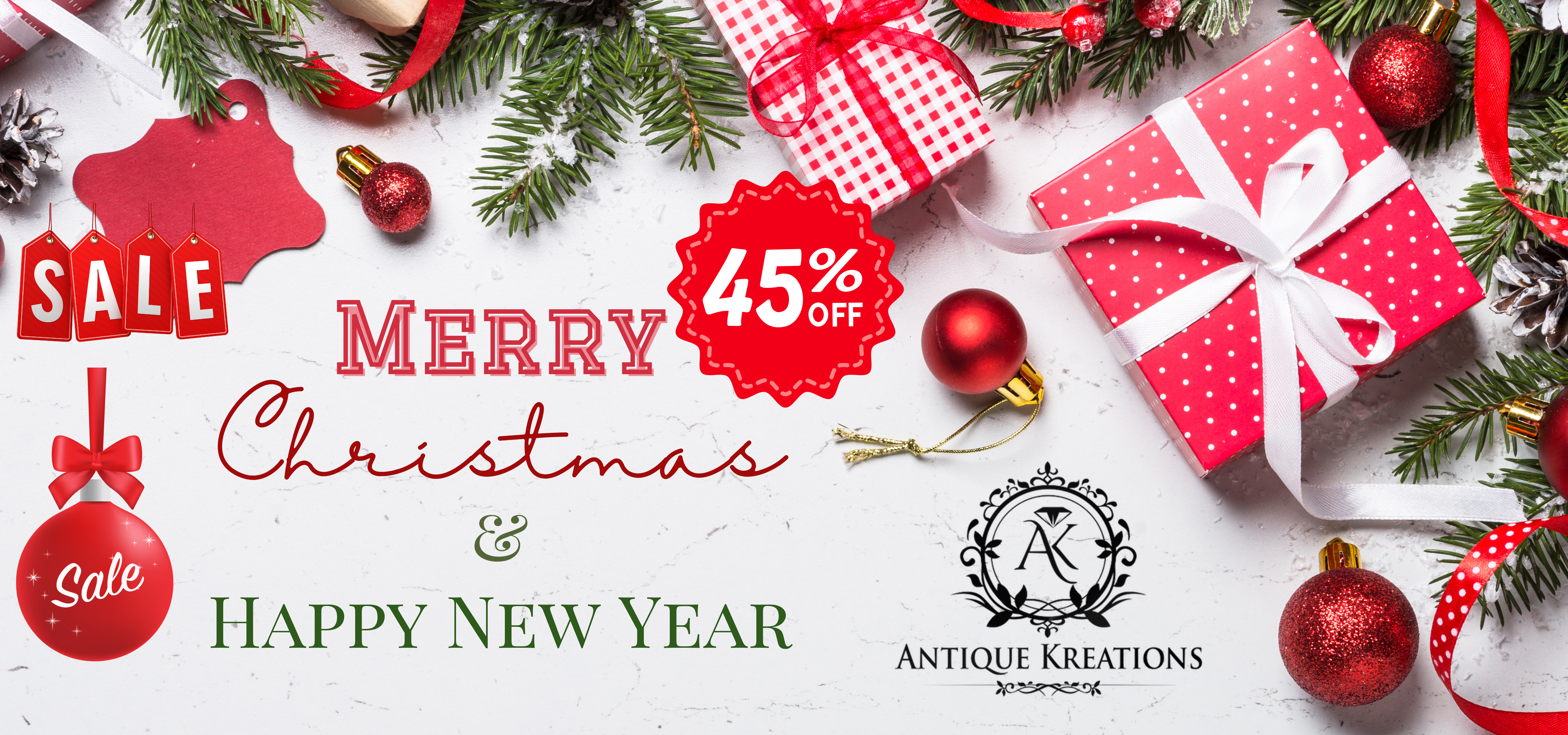 White and Red Elegant Christmas Banner