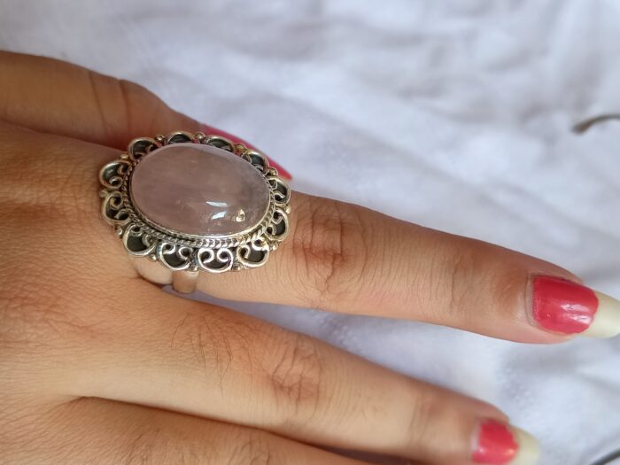 Rose Quartz Ring, 925 Sterling Silver Ring, Rose Quartz Jewelry, Handmade Ring For Women, Gift For Her, Anniversary Gift, Birthday Gifts - Image 3
