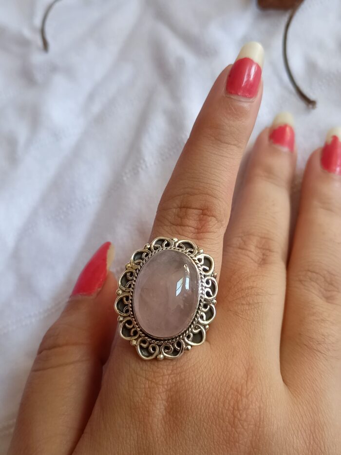 Rose Quartz Ring, 925 Sterling Silver Ring, Rose Quartz Jewelry, Handmade Ring For Women, Gift For Her, Anniversary Gift, Birthday Gifts - Image 4