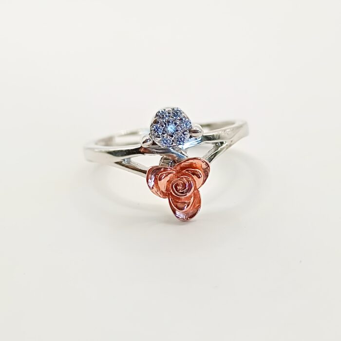 Floral Silver Zircon Ring | 925 Silver - Image 5