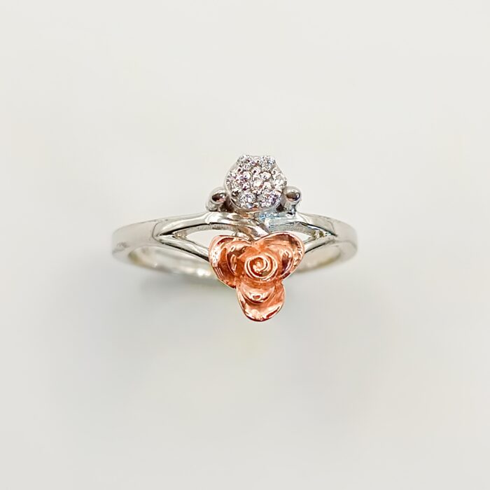 Floral Silver Zircon Ring | 925 Silver - Image 3