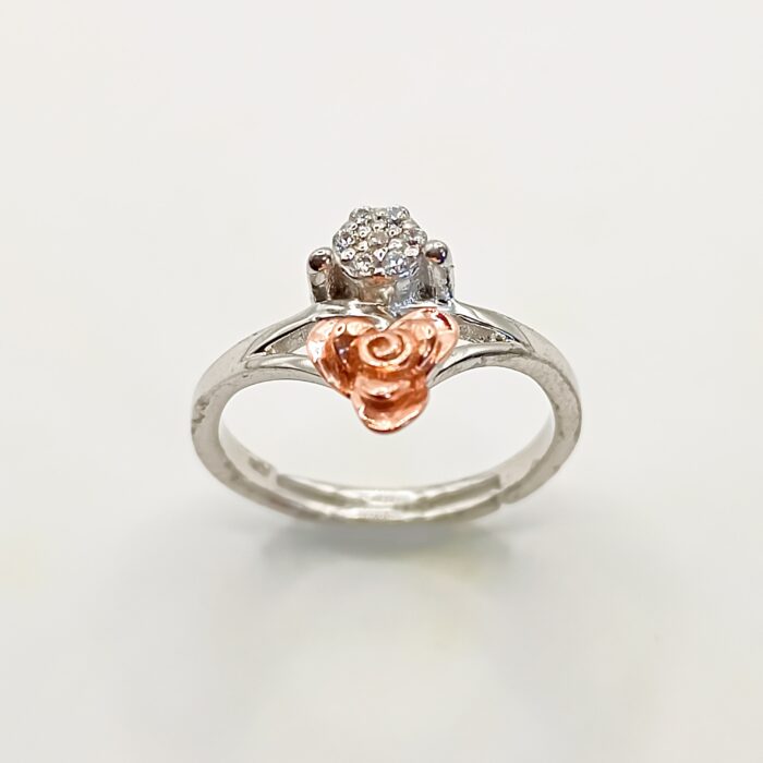 Floral Silver Zircon Ring | 925 Silver - Image 2