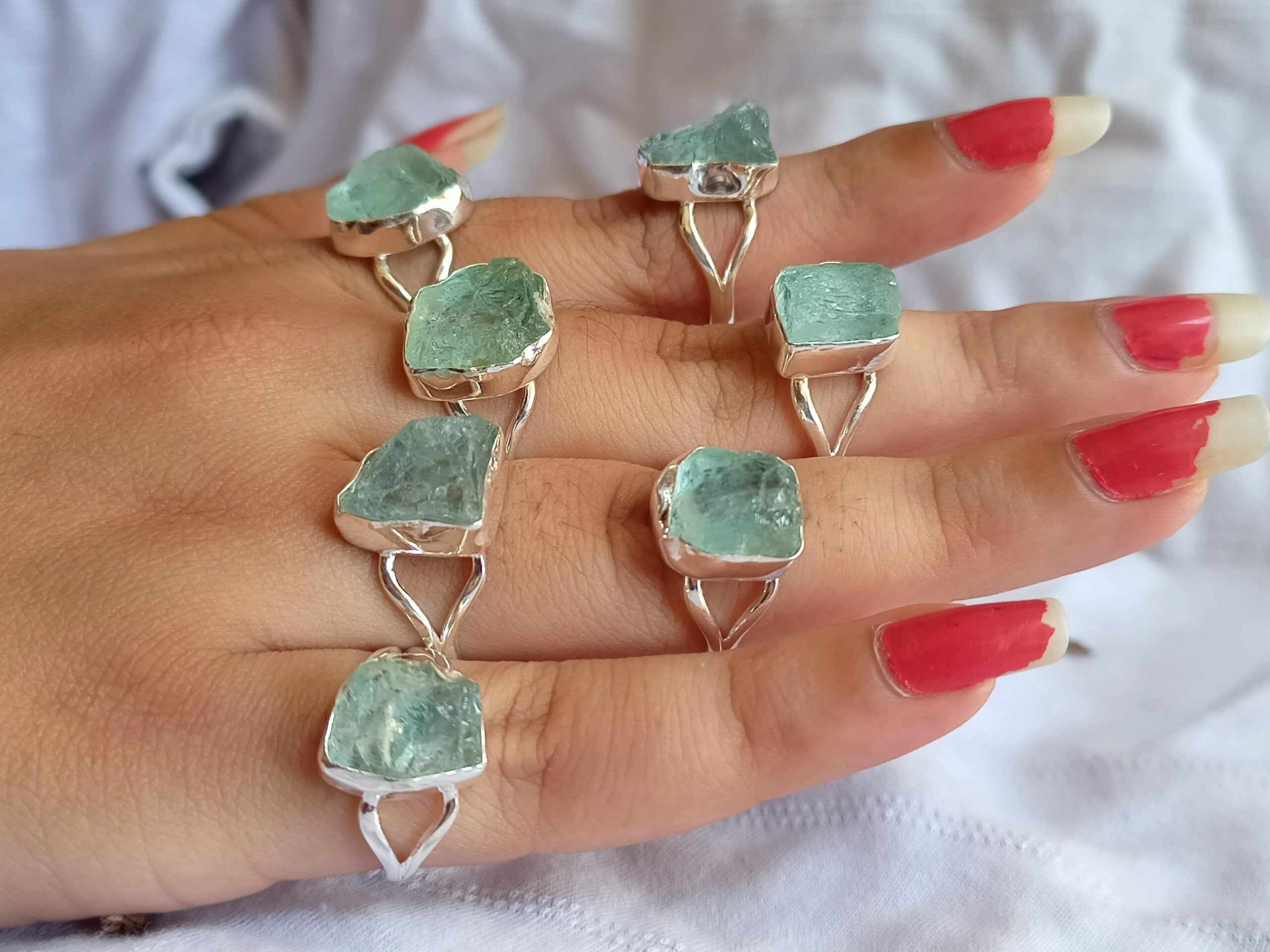 oppo_32 Raw Aquamarine Ring: Boho 925 Sterling Silver Statement Ring - Image 4