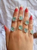 Raw Aquamarine Ring: Boho 925 Sterling Silver Statement Ring
