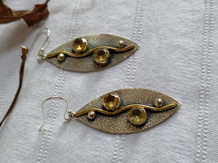 Leaf Design Earring, Citrine Earring, 925 Silver Earring with Gemstone, Handmade Earring, Daily Wear Earring, Gift For Her, Gift For Mom - Image 4