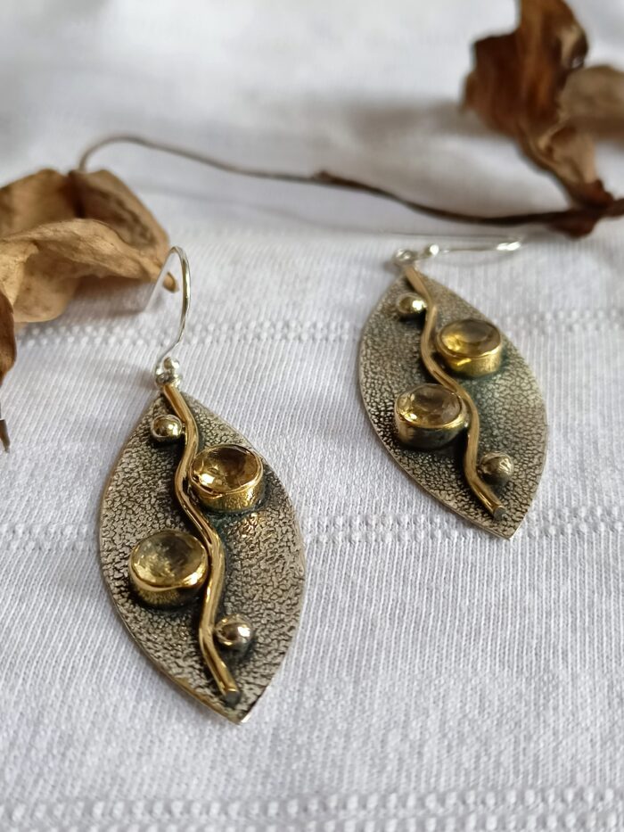 Leaf Design Earring, Citrine Earring, 925 Silver Earring with Gemstone, Handmade Earring, Daily Wear Earring, Gift For Her, Gift For Mom - Image 1