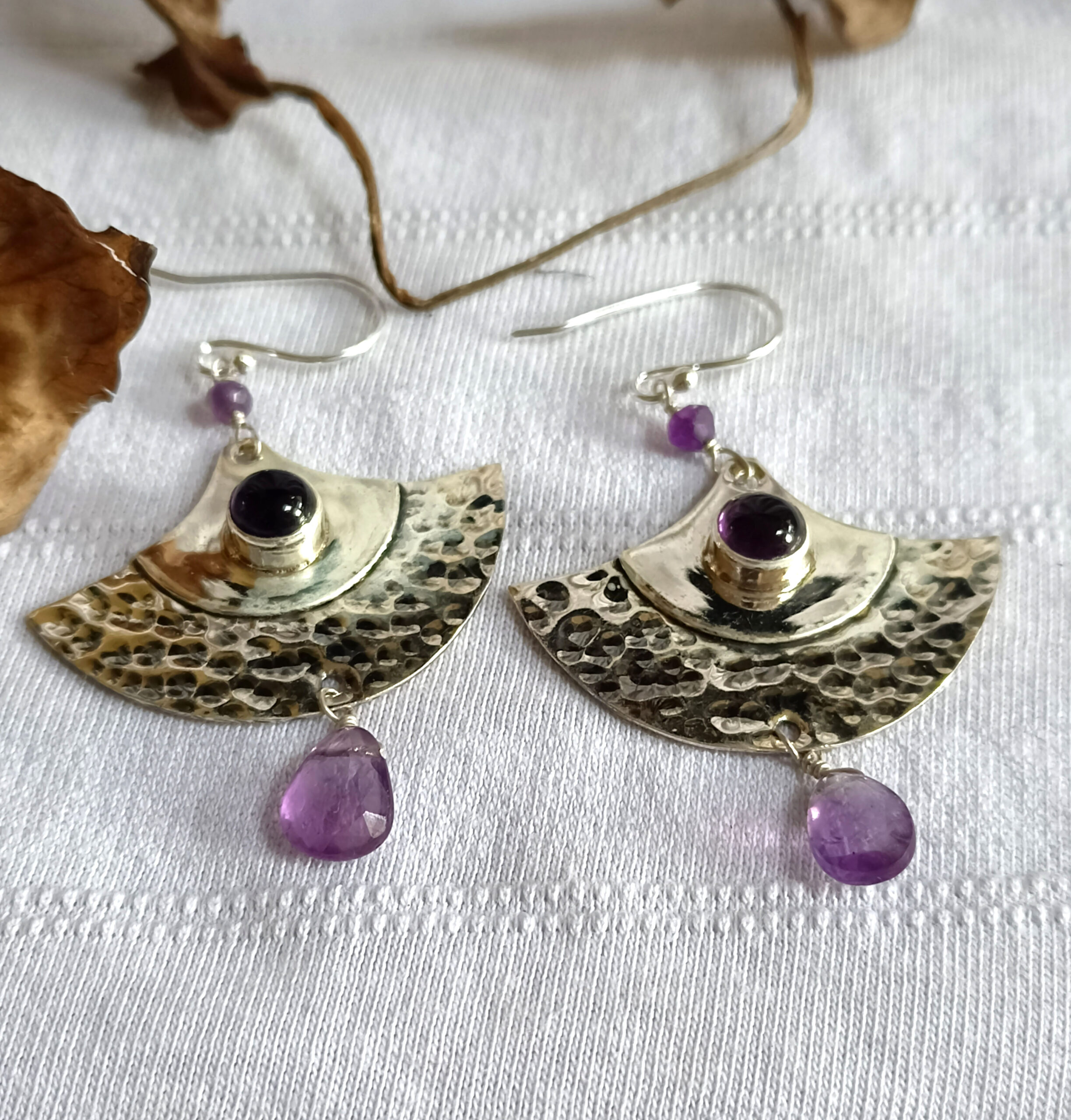 oppo_32 Celestial Amethyst Teardrop Earrings: 925 Sterling Silver - Image 1