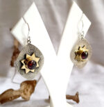 Garnet Earrings: 925 Sterling Silver, Gold Star Design - Image 6