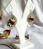 Garnet Earrings: 925 Sterling Silver, Gold Star Design - Image 2