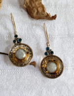 Rainbow Moonstone Dangle Earrings: 925 Sterling Silver, Blue Topaz Accents - Image 3