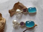 Chalcedony Stud Earrings With Pearl and Amethyst, 925 Sterling Silver Earrings, Gift For Her, Gift For Mom, Anniversary Gifts, Birthday Gift - Image 5