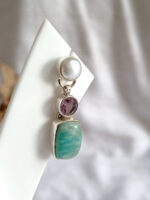 Amazonite Stud Earrings, 925 Sterling Silver Earrings, Gift For Her, Amethyst Earrings, Anniversary Gifts, Birthday Gift, Pearl Earrings - Image 3