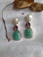 Amazonite Stud Earrings, 925 Sterling Silver Earrings, Gift For Her, Amethyst Earrings, Anniversary Gifts, Birthday Gift, Pearl Earrings - Image 4