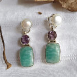 Amazonite Stud Earrings, 925 Sterling Silver Earrings, Gift For Her, Amethyst Earrings, Anniversary Gifts, Birthday Gift, Pearl Earrings