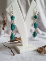 Blue Copper Turquoise Earrings, 925 Sterling Silver Earrings, Boho Handmade Earrings, Gifts For Her, Anniversary Gift For Wife, Wedding Gift - Image 2