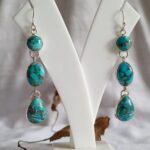 Blue Copper Turquoise Earrings, 925 Sterling Silver Earrings, Boho Handmade Earrings, Gifts For Her, Anniversary Gift For Wife, Wedding Gift
