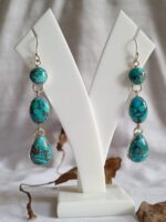 Blue Copper Turquoise Earrings, 925 Sterling Silver Earrings, Boho Handmade Earrings, Gifts For Her, Anniversary Gift For Wife, Wedding Gift