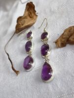 Long Amethyst Earrings, 925 Sterling Silver Earrings, Boho Amethyst Earrings, Anniversary Gifts For Her, Wedding Gifts, Handmade Earrings - Image 5